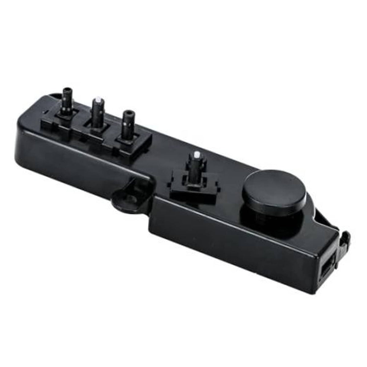 Black power seat switch control module with multiple button posts and connector