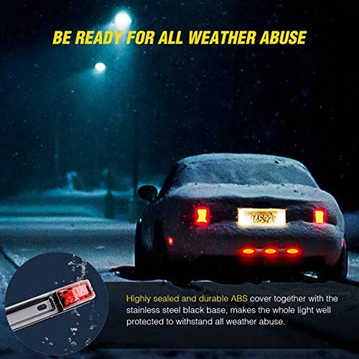 Black LED ID bar marker light with red LEDs, sealed for all-weather use on a truck.