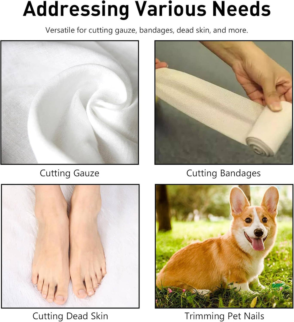 Long-handled toenail scissors promo graphic with care-use examples; no tool close-up