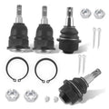Ball joint kit with black rubber boots, threaded studs, and hex nuts