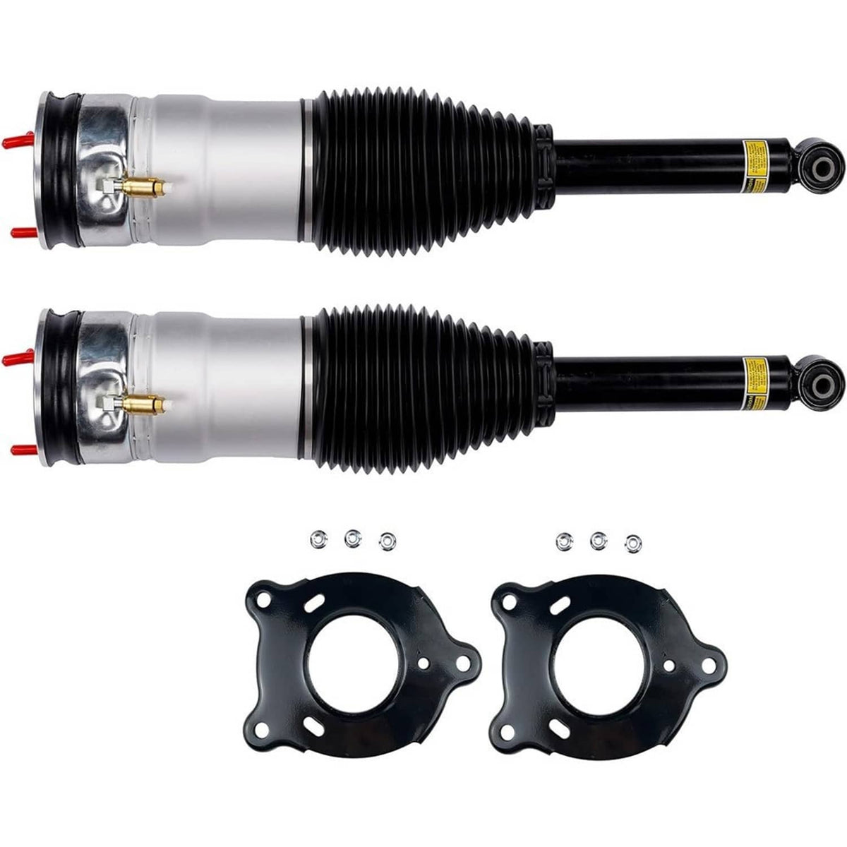 Rear air suspension shock strut set: two rear struts with mounting plates