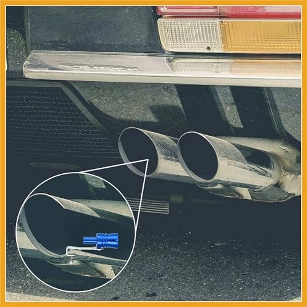 Universal turbo sound exhaust muffler pipe whistle, blue aluminum with clamp fitting