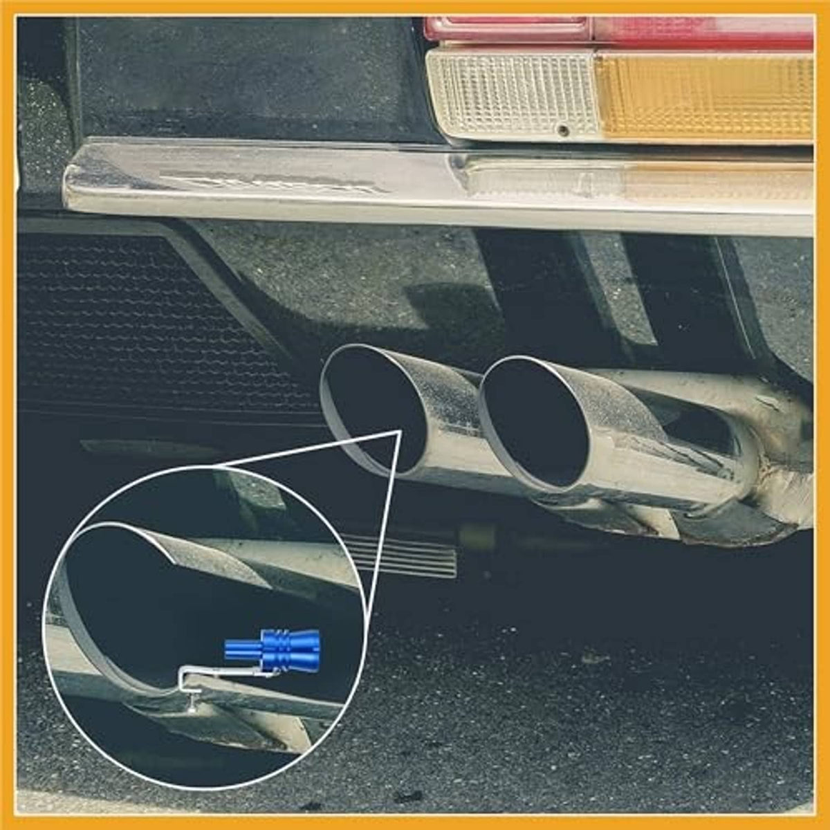 Universal turbo sound exhaust muffler pipe whistle, blue aluminum with clamp fitting