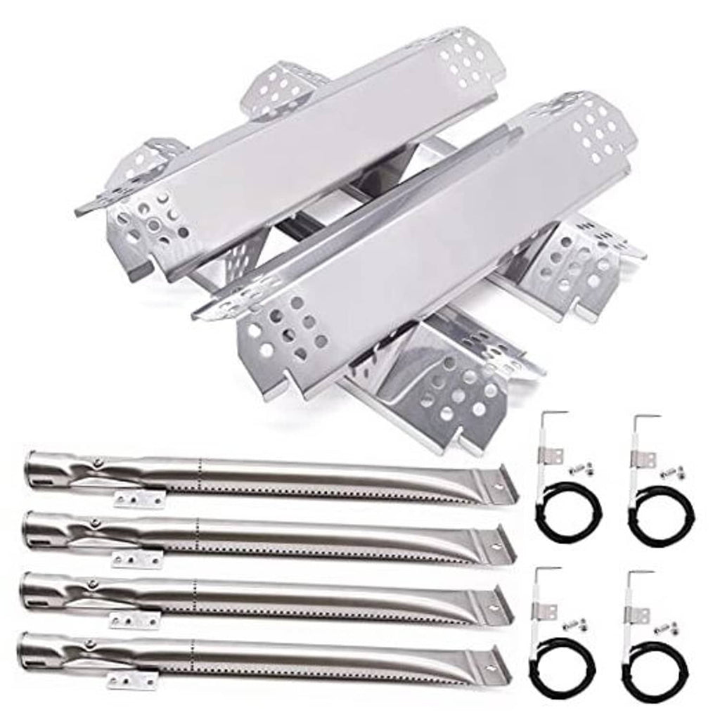 Stainless steel grill heat plate replacement kit with multiple perforated bars and rings
