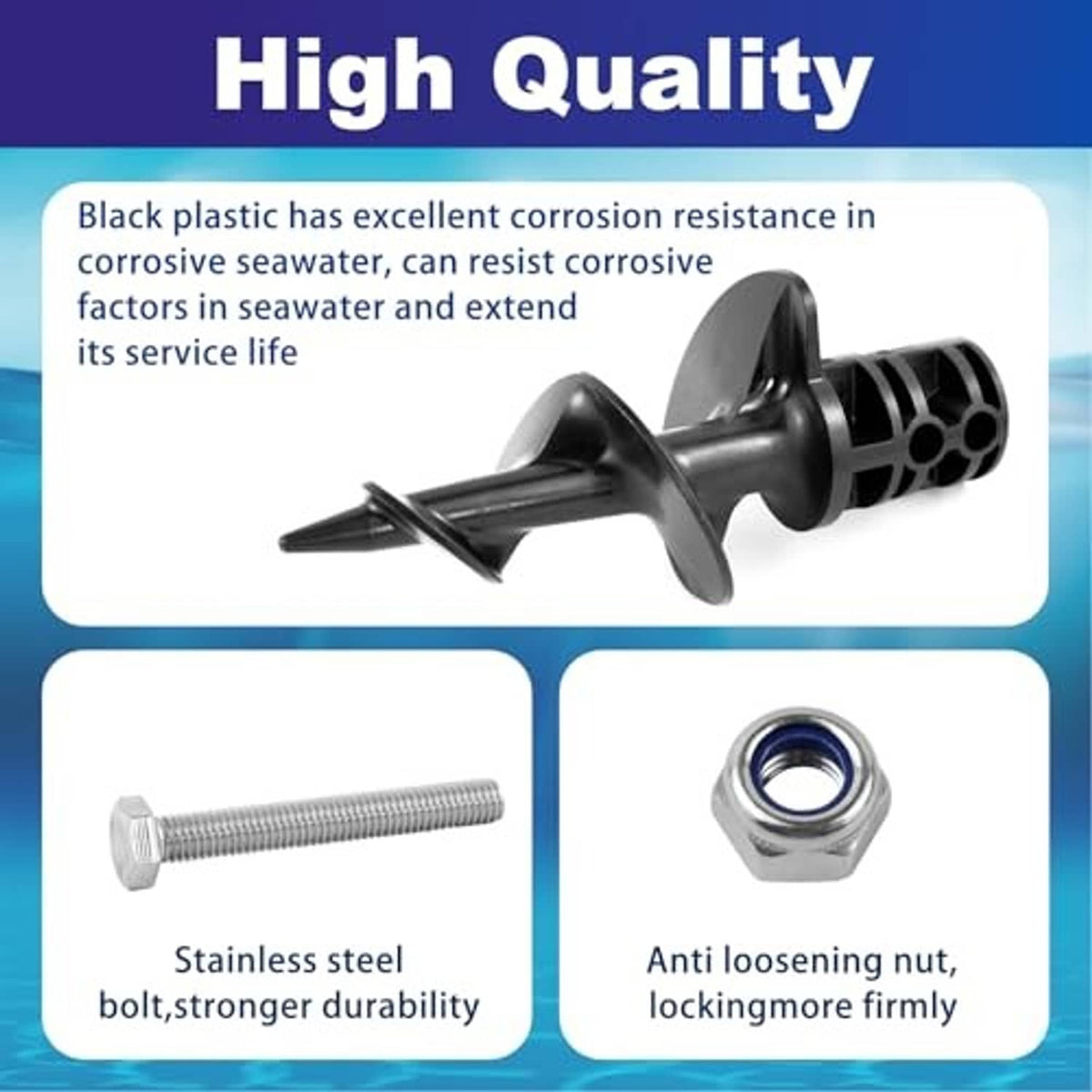Black plastic dock sand auger with stainless bolt and anti-loosen nut