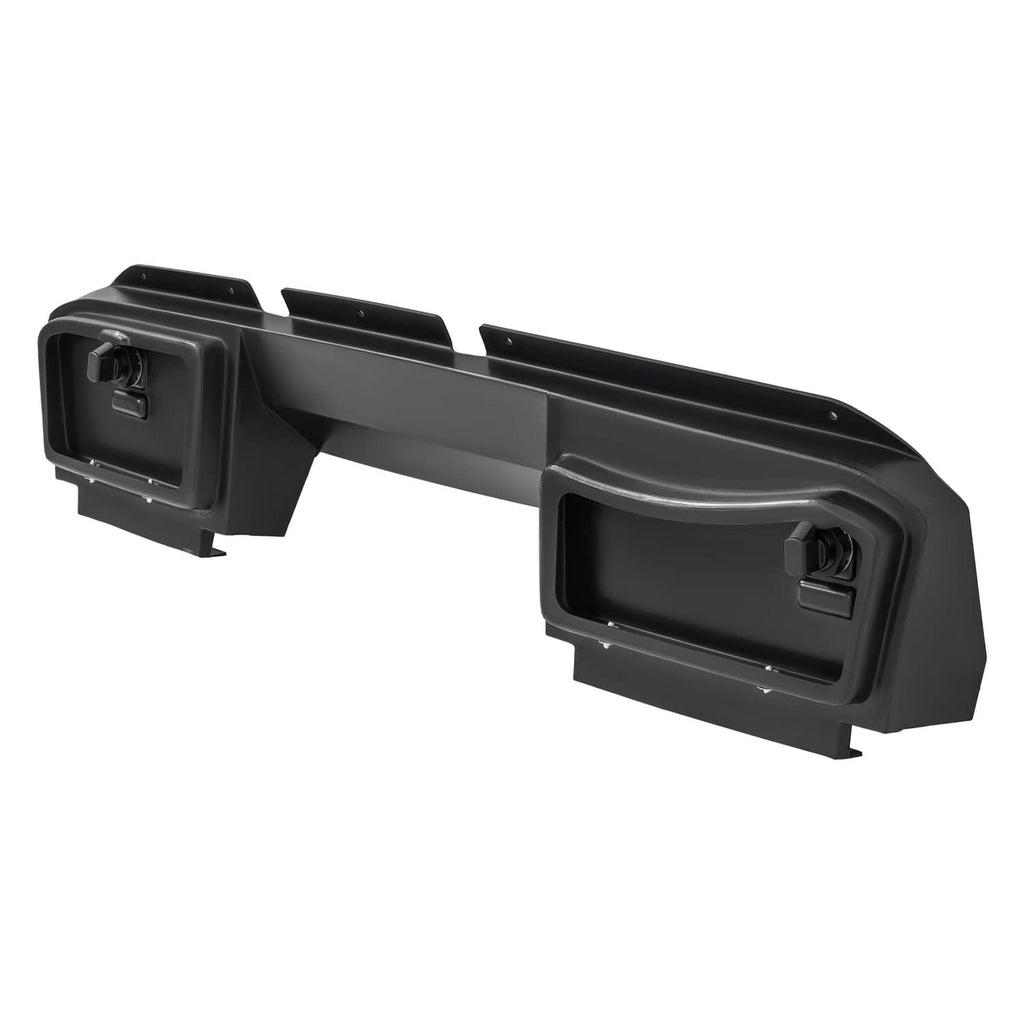 Black carbon-fiber style dash cover showing recessed left and right access openings
