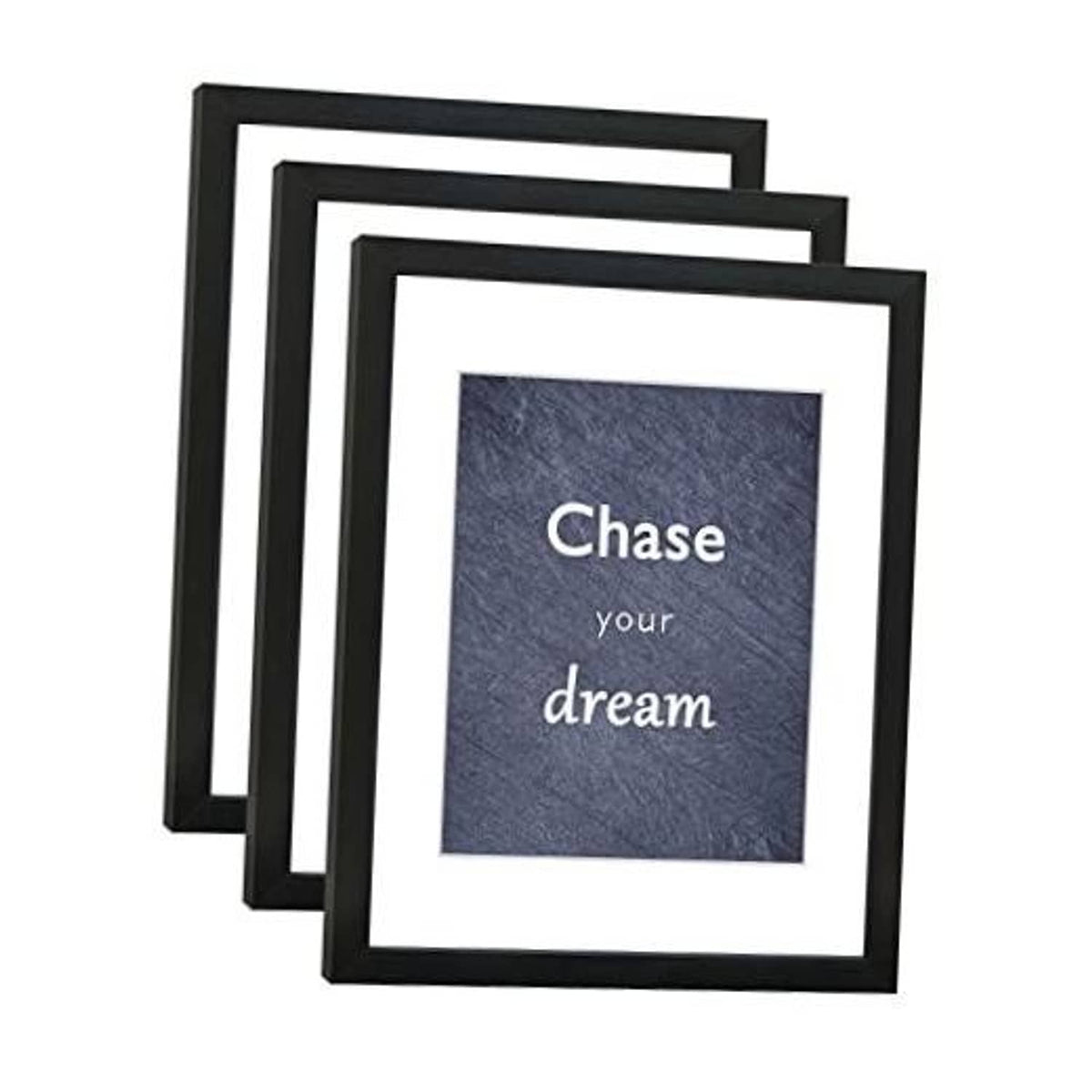 Black 11x14 picture frame set of 3 with real glass and white mat