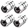 Set of four chrome tire valve stem caps with Corvette-style emblem