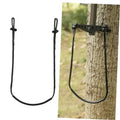 Single step climbing aider rope loop with metal mounting bar for tree use, black