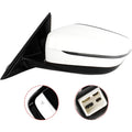 White left driver side power mirror with blind spot, black housing and turn signal