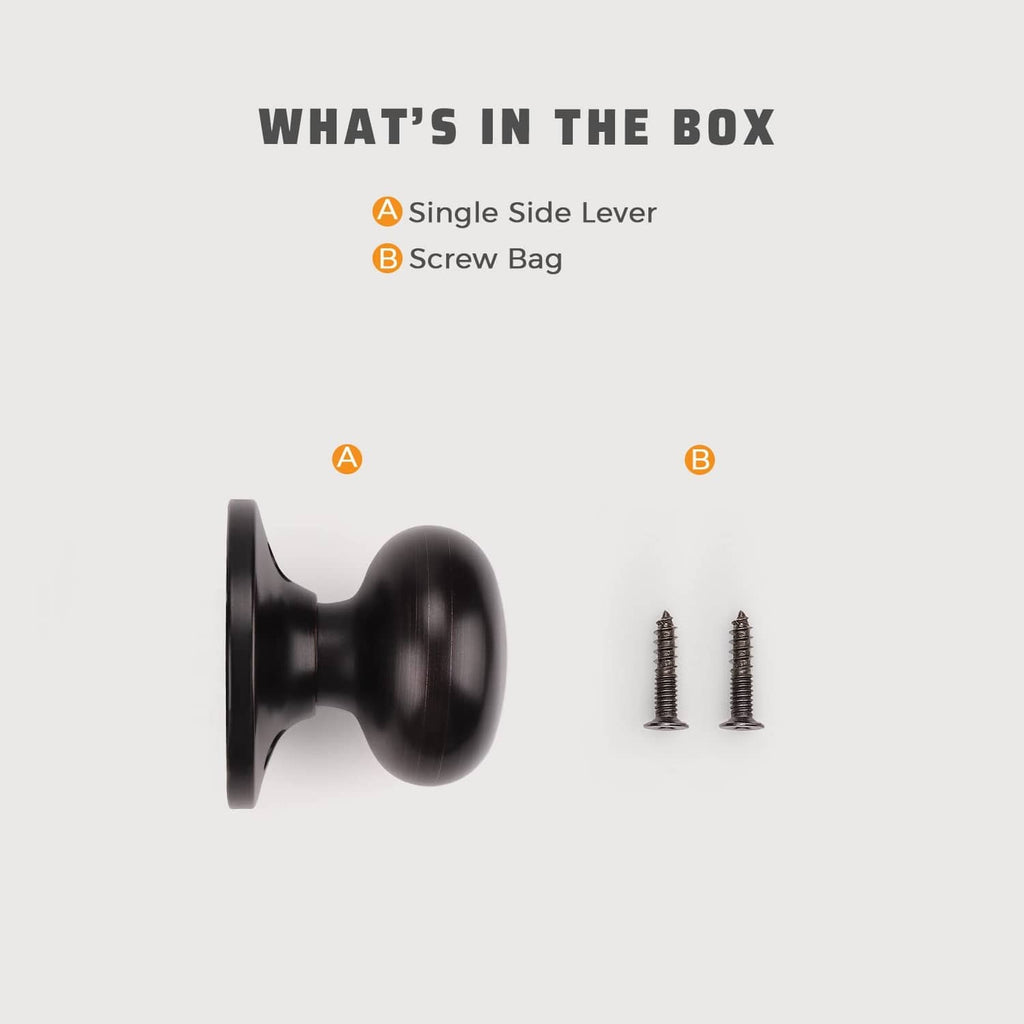 Matte black dummy door knob with included screw bag