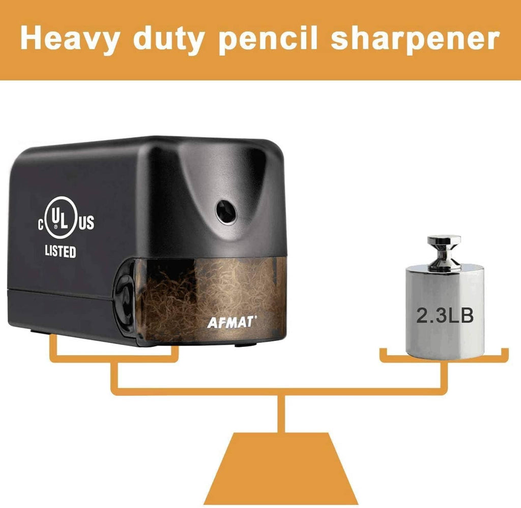 Black electric pencil sharpener with shaving window and side sharpening opening