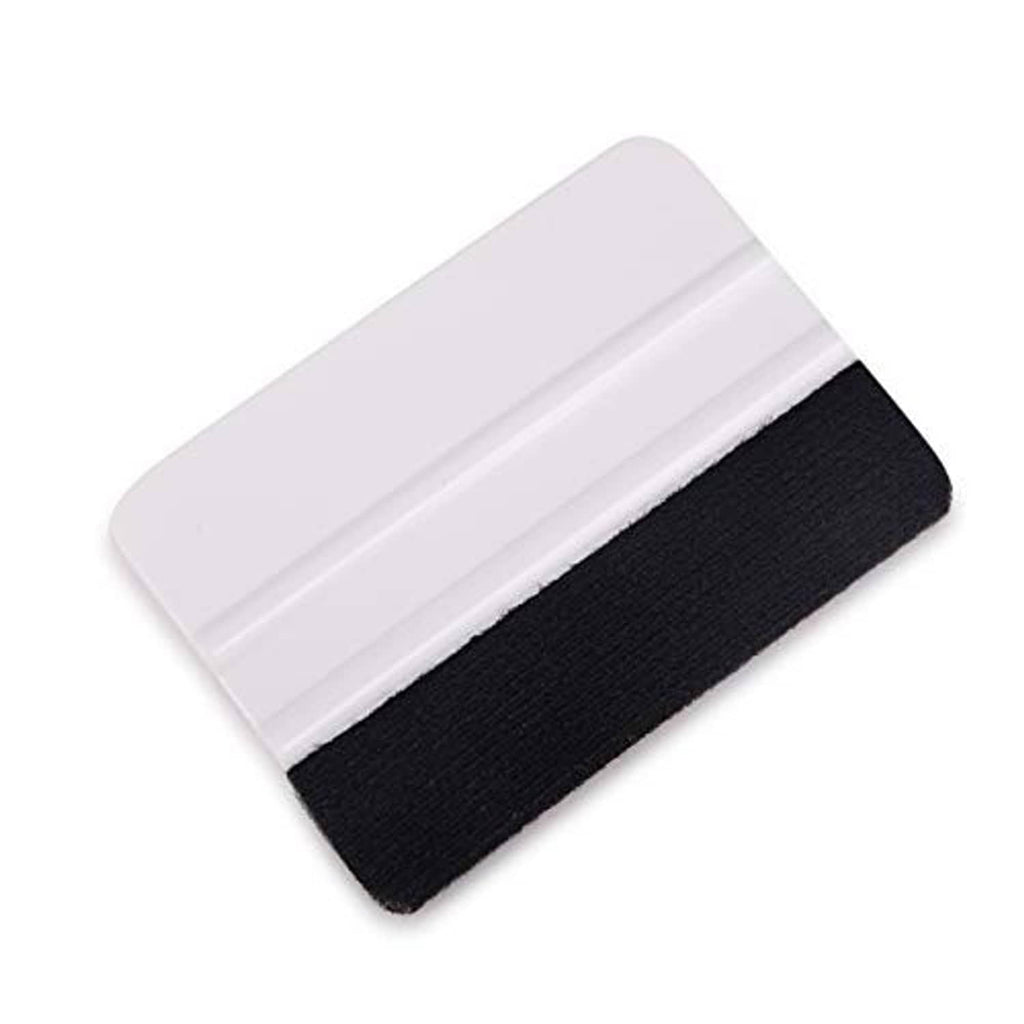 Vinyl squeegee applicator with white plastic handle and black felt edge