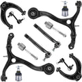 Front suspension control arms kit with ball joints and bushings, black and silver hardware