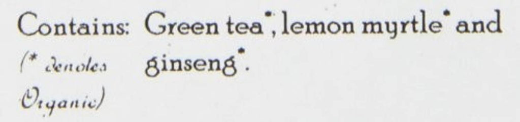 Contains green tea, lemon myrtle, and ginseng