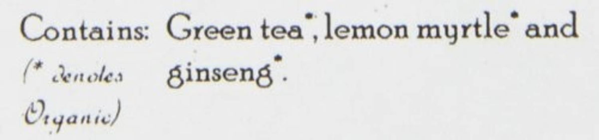 Contains green tea, lemon myrtle, and ginseng