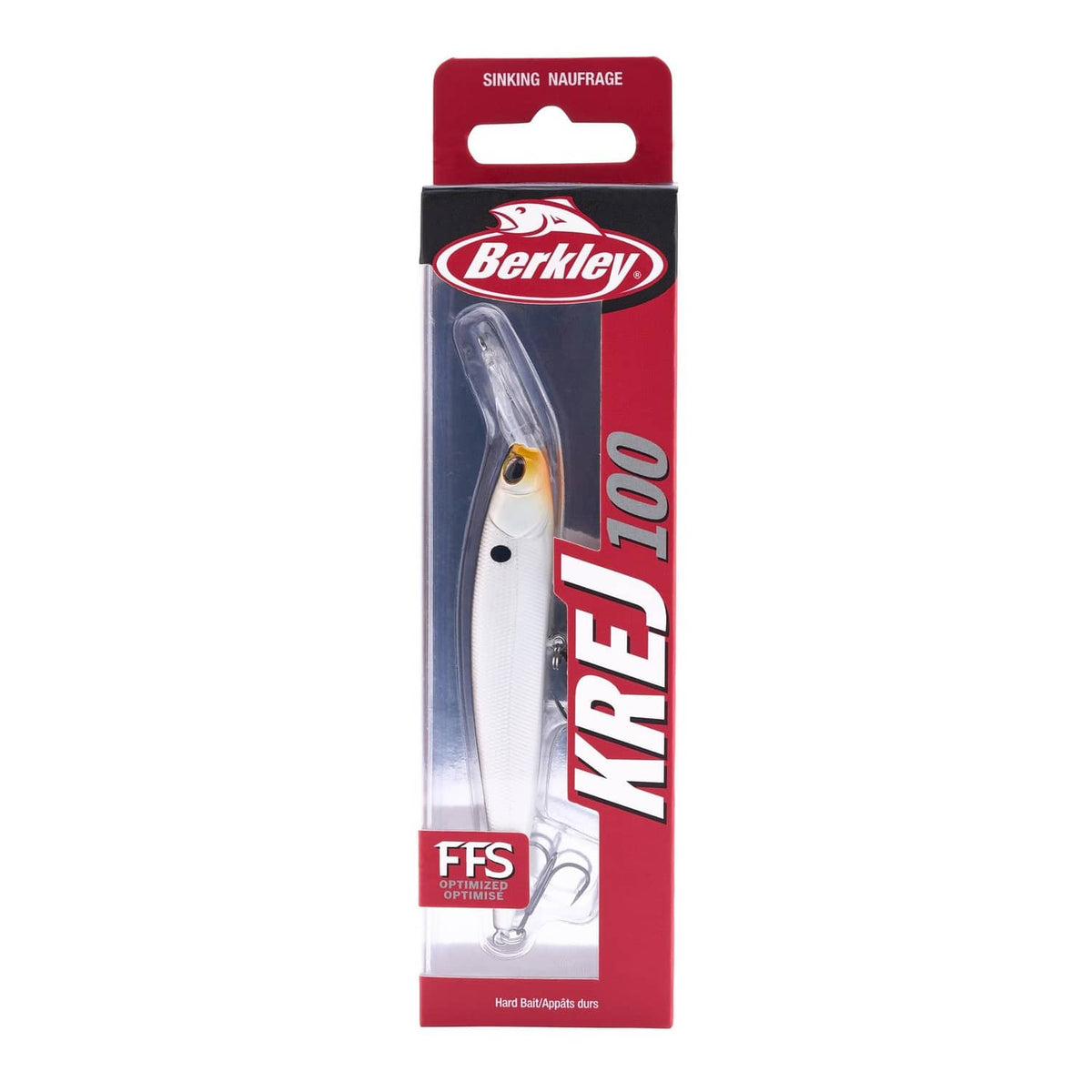 Berkley KREJ 100 lure package with white and orange minnow design