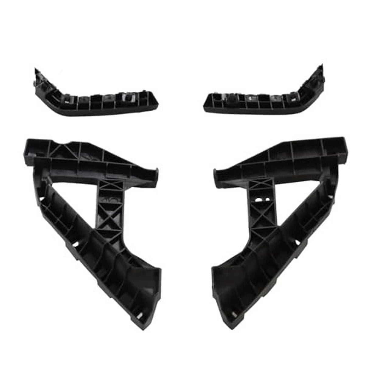 Black front headlight bracket retainer pieces with cross bracing, four-part set