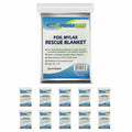 Silver foil mylar rescue blankets, 10-pack in resealable pouches