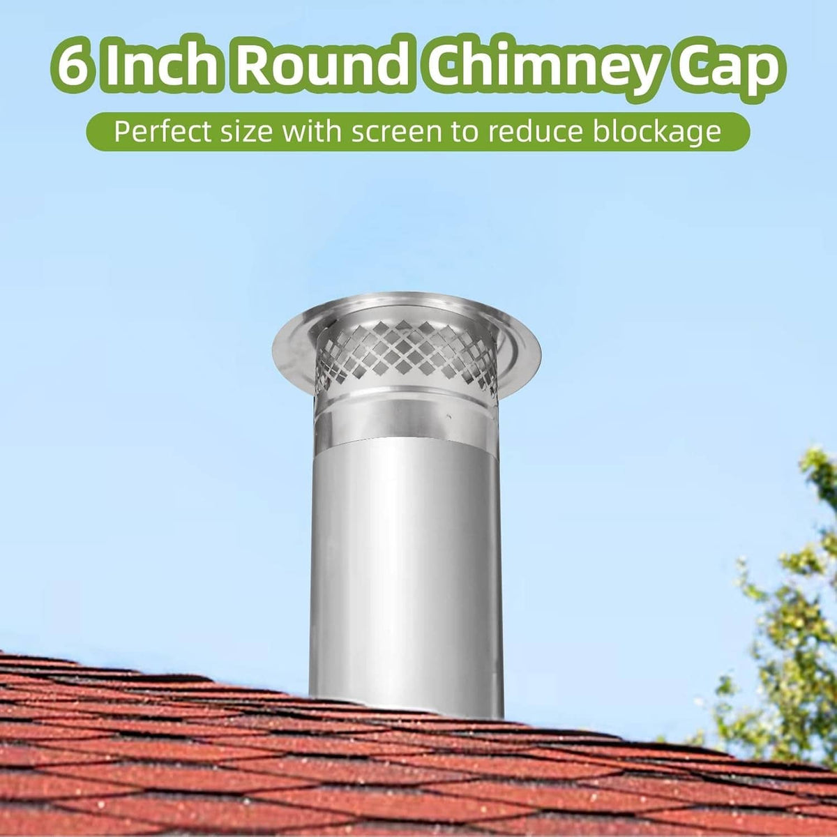 Stainless steel chimney cap with cone top and ventilating mesh screen