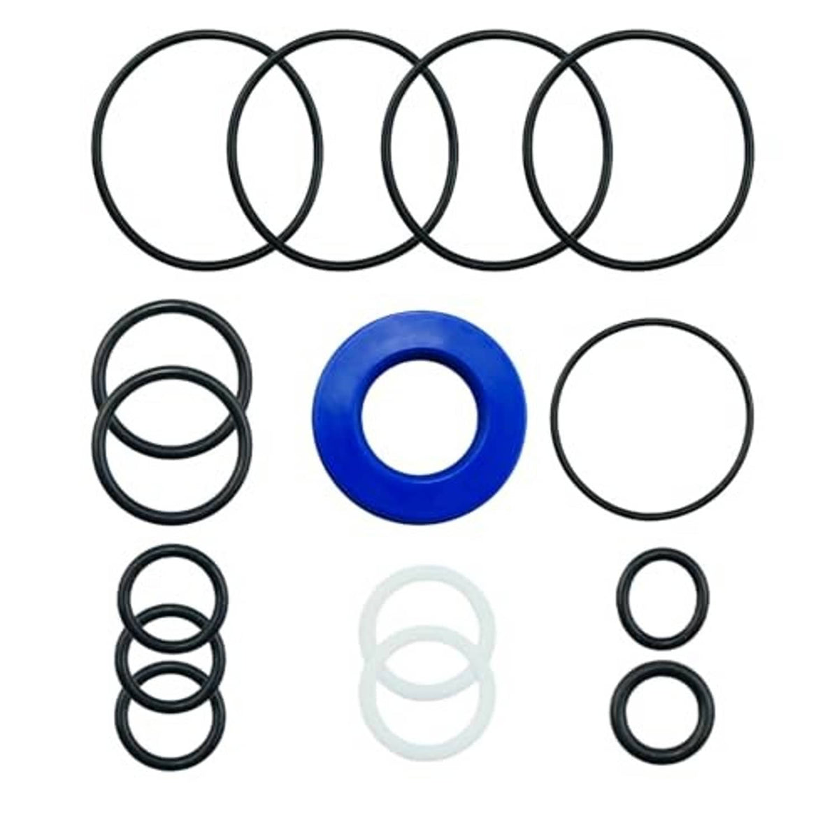 Floor jack seal replacement kit with blue seal ring and mixed black O-rings