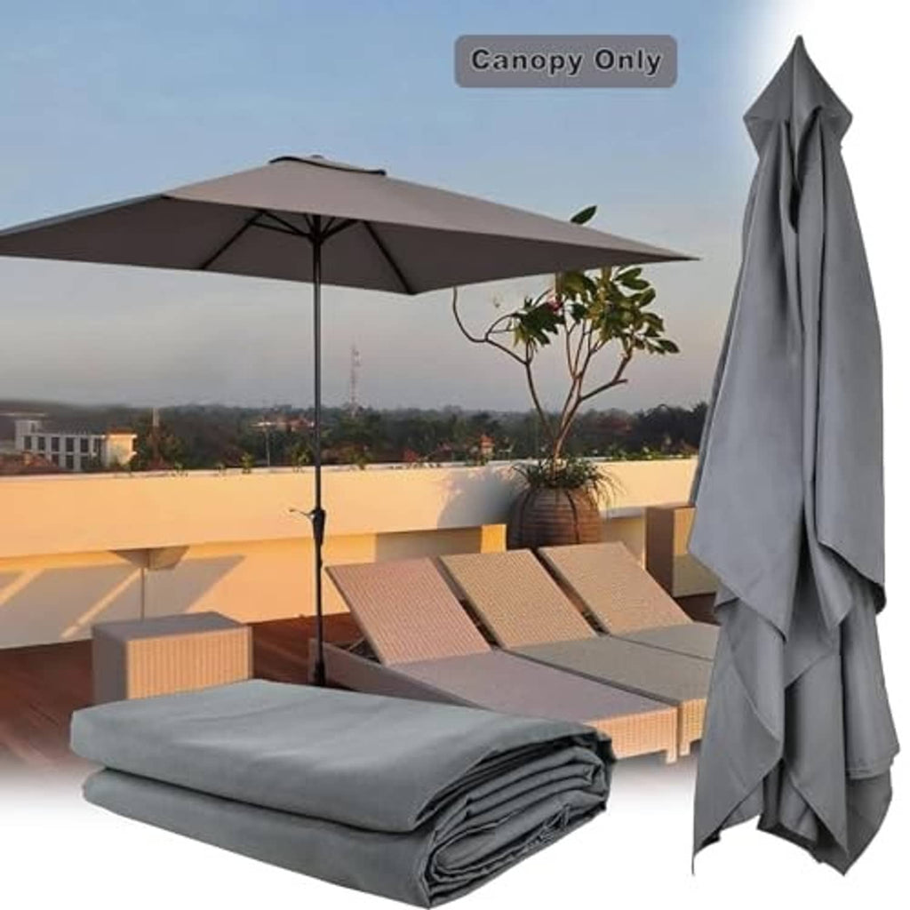 Gray patio umbrella replacement canopy (canopy only) with folded fabric cover