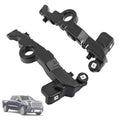 Set of black front bumper guide bracket pieces with mounting holes and clips
