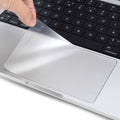 Clear trackpad protector film, applied on a MacBook trackpad over the glass panel.