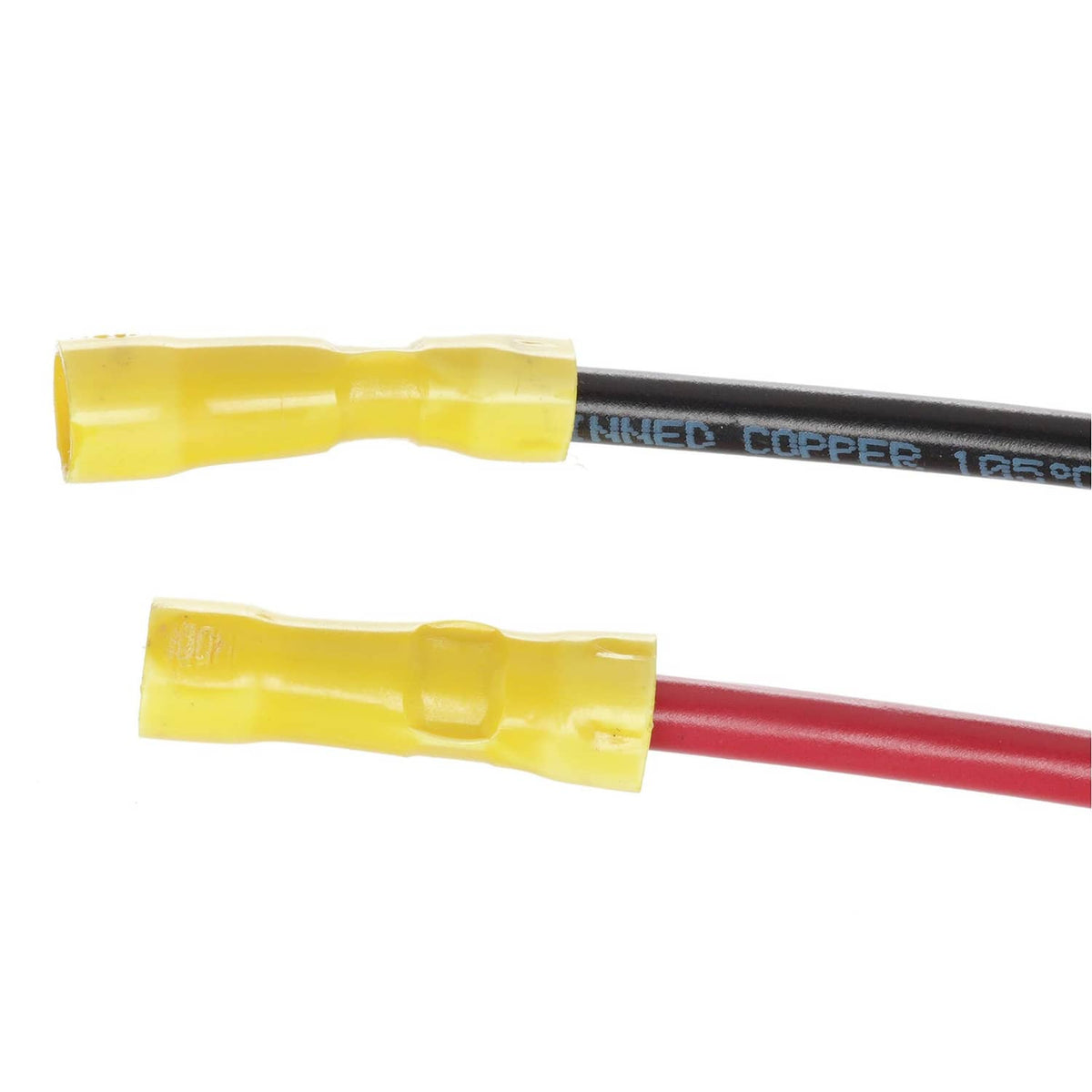 Trolling motor plug terminal ends with yellow sleeves on red and black wires