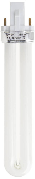 White UV light bulb replacement with clear tube and two gold pin contacts