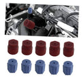 AC service caps set: five red and five blue plastic caps with rubber seals