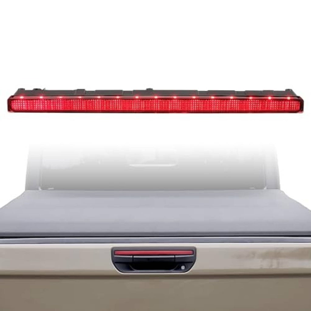 Third brake light bar with red LED grid lens in black housing, front view