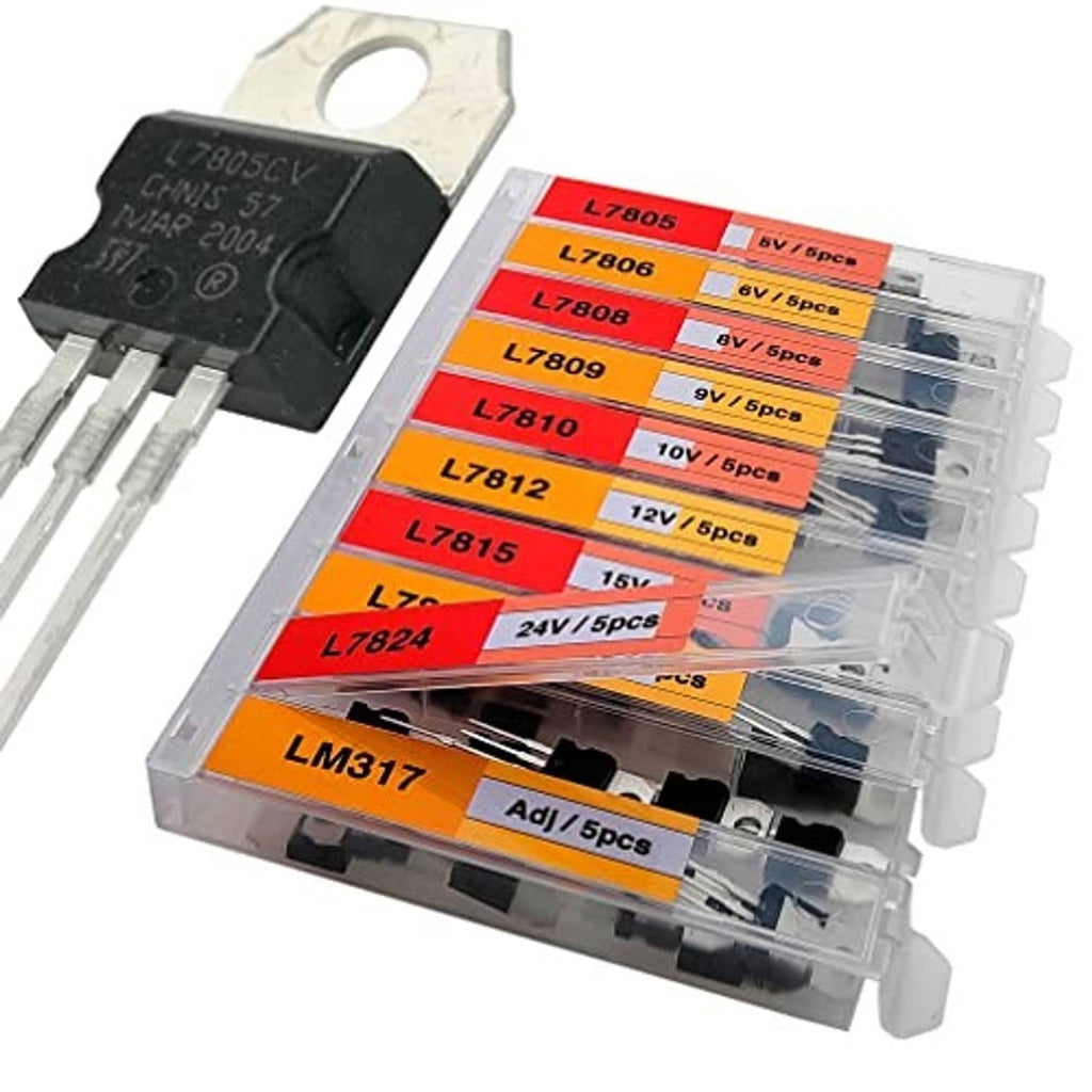 Linear voltage regulator IC and organizer case with L7805–L7824 voltage labels