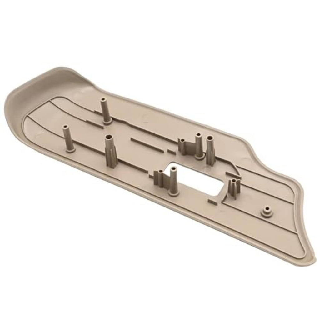 Beige seat switch bezel backing plate with molded mounts and screw posts