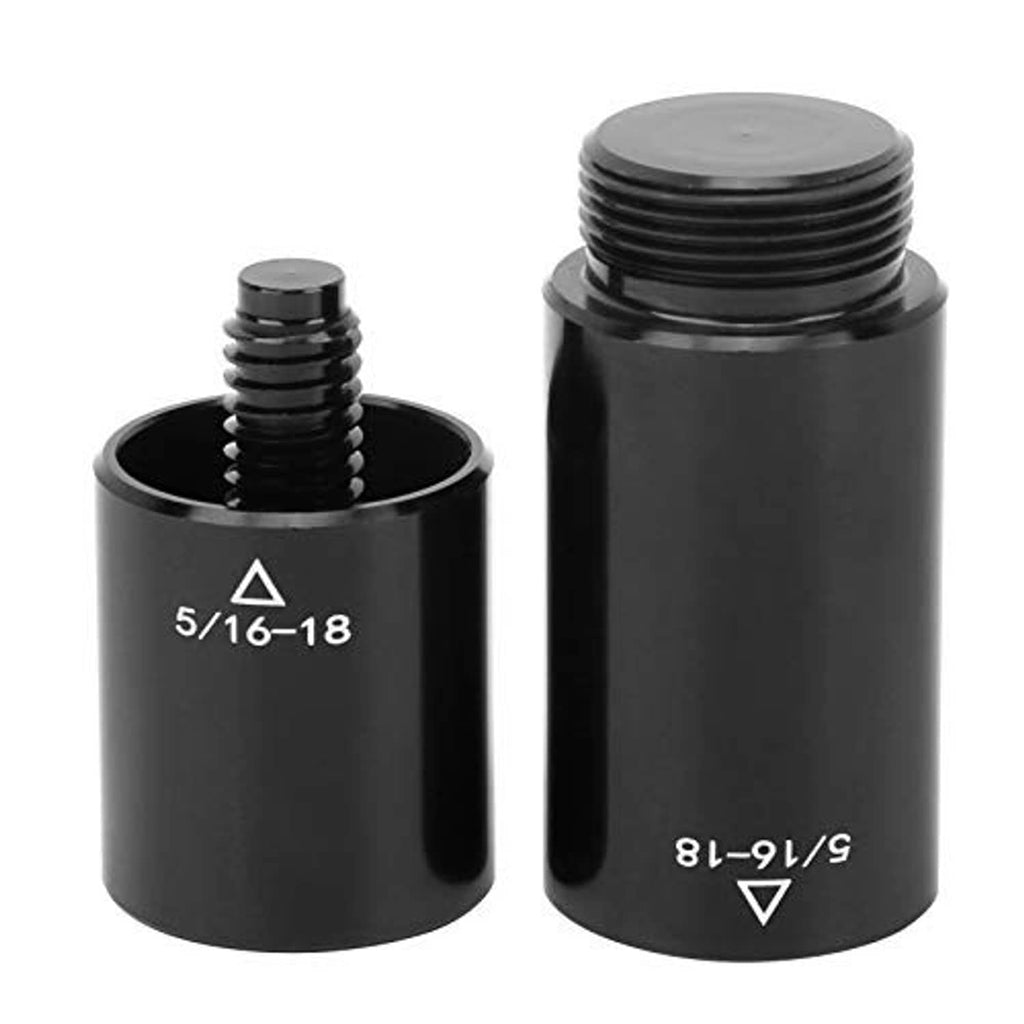Black pool cue extension adapter set with two threaded sections, 5/16-18 and 8-? ends