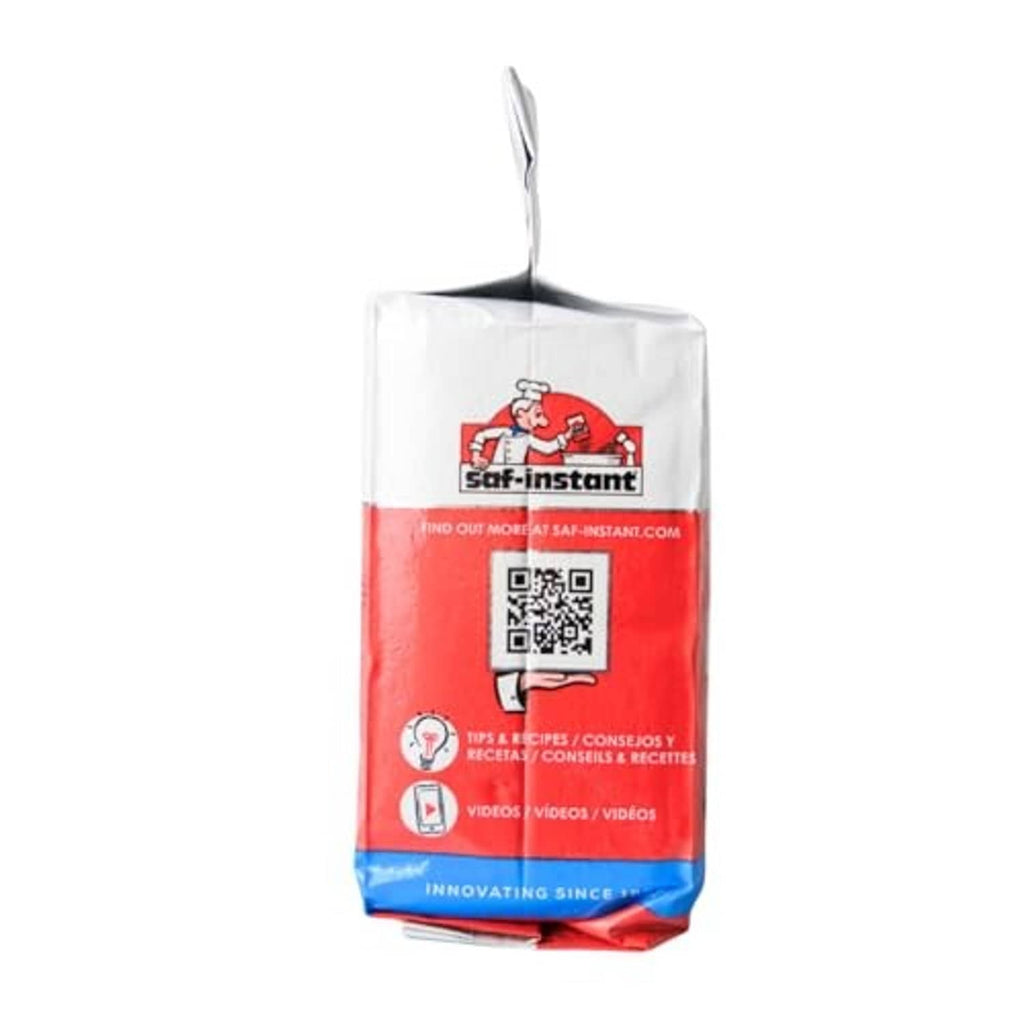 Saf instant yeast pouch backside with barcode and printed info panel