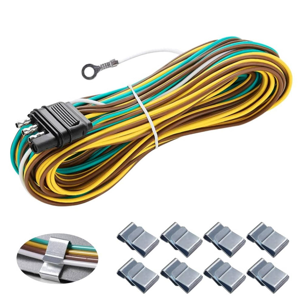 4-way trailer wiring harness with 4-pin connectors and multicolor 23ft leads