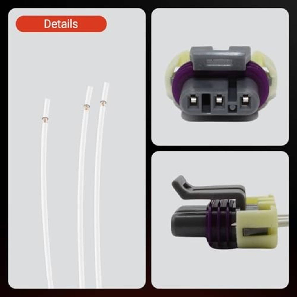 Crankshaft position sensor connector pigtail wiring harness with purple terminal insert and black housing