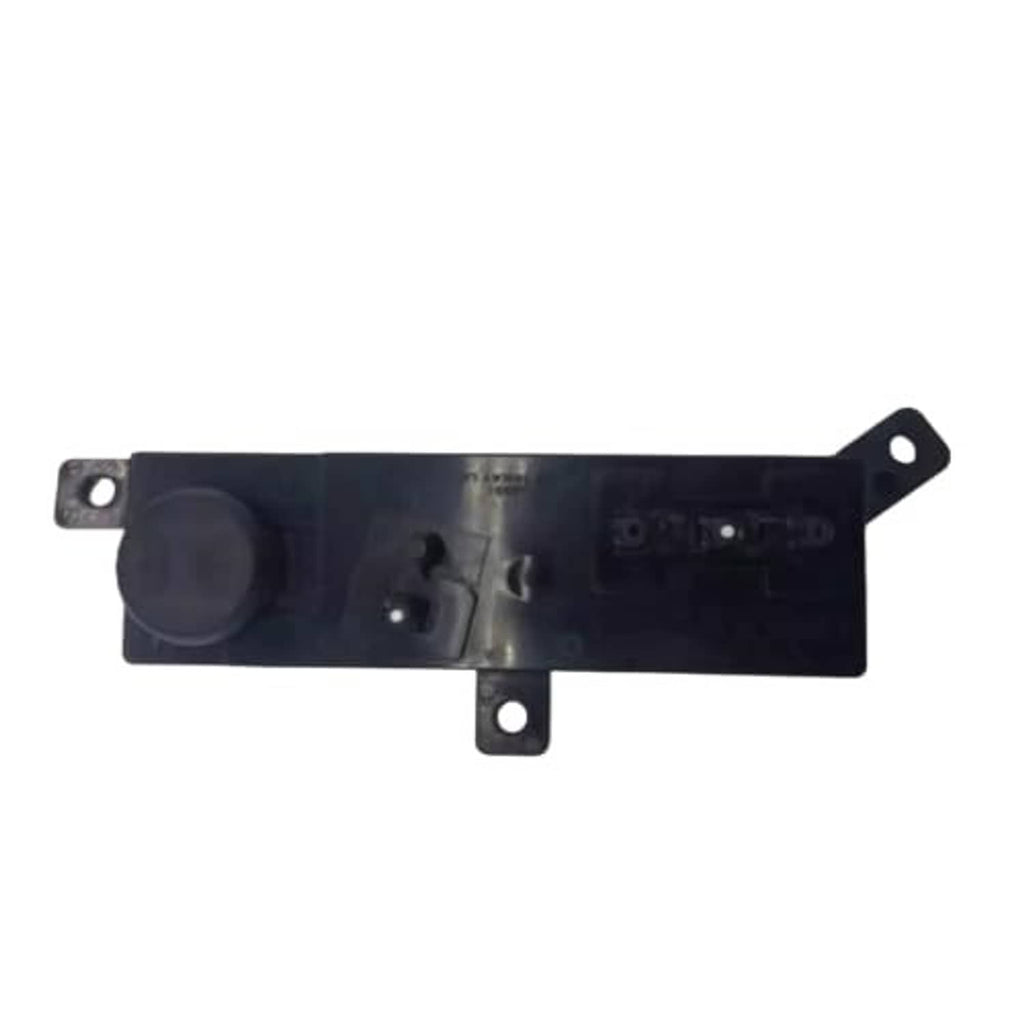 Black power seat switch with circular button and connector opening, front LH