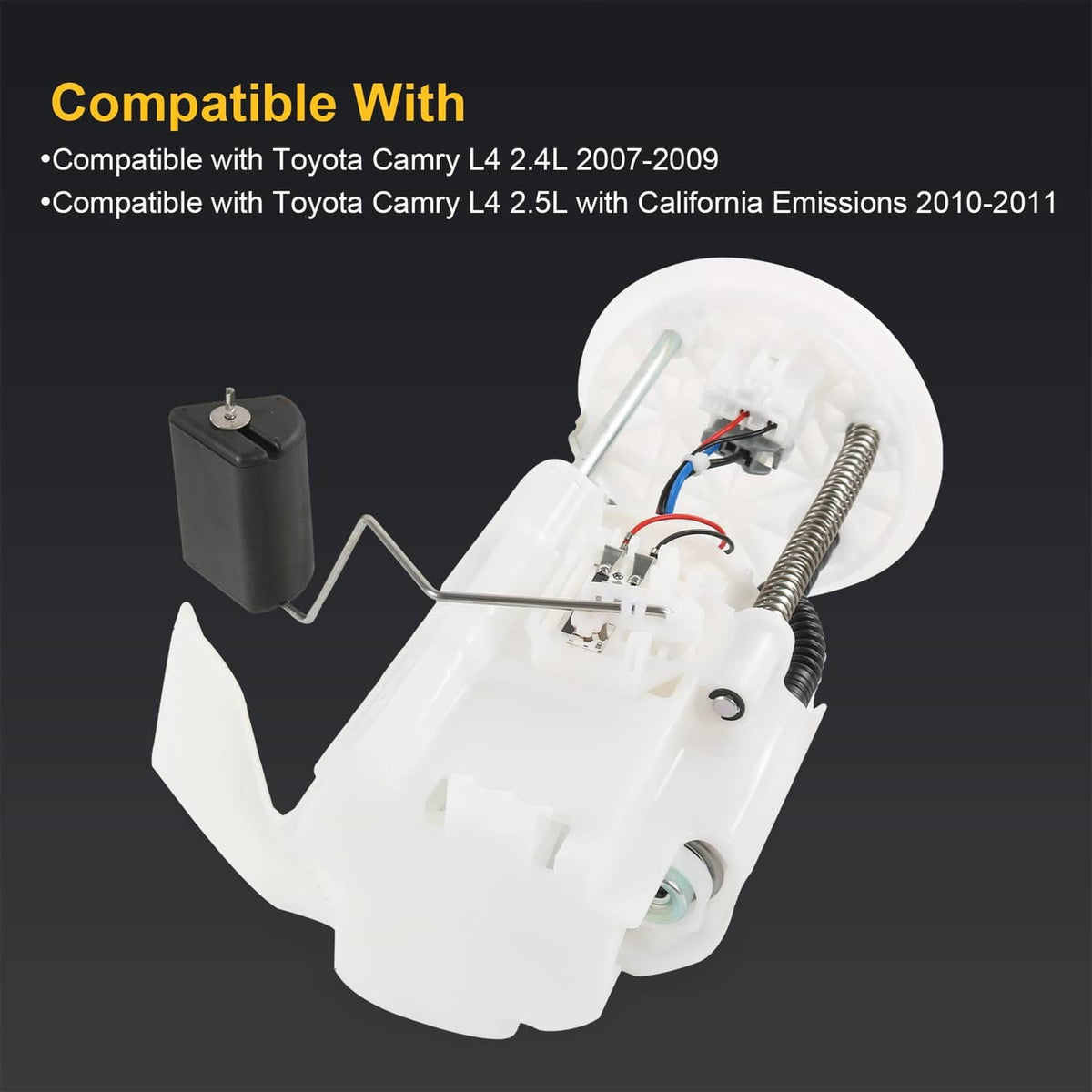 Fuel pump assembly module with black fuel level sender and metal support rod