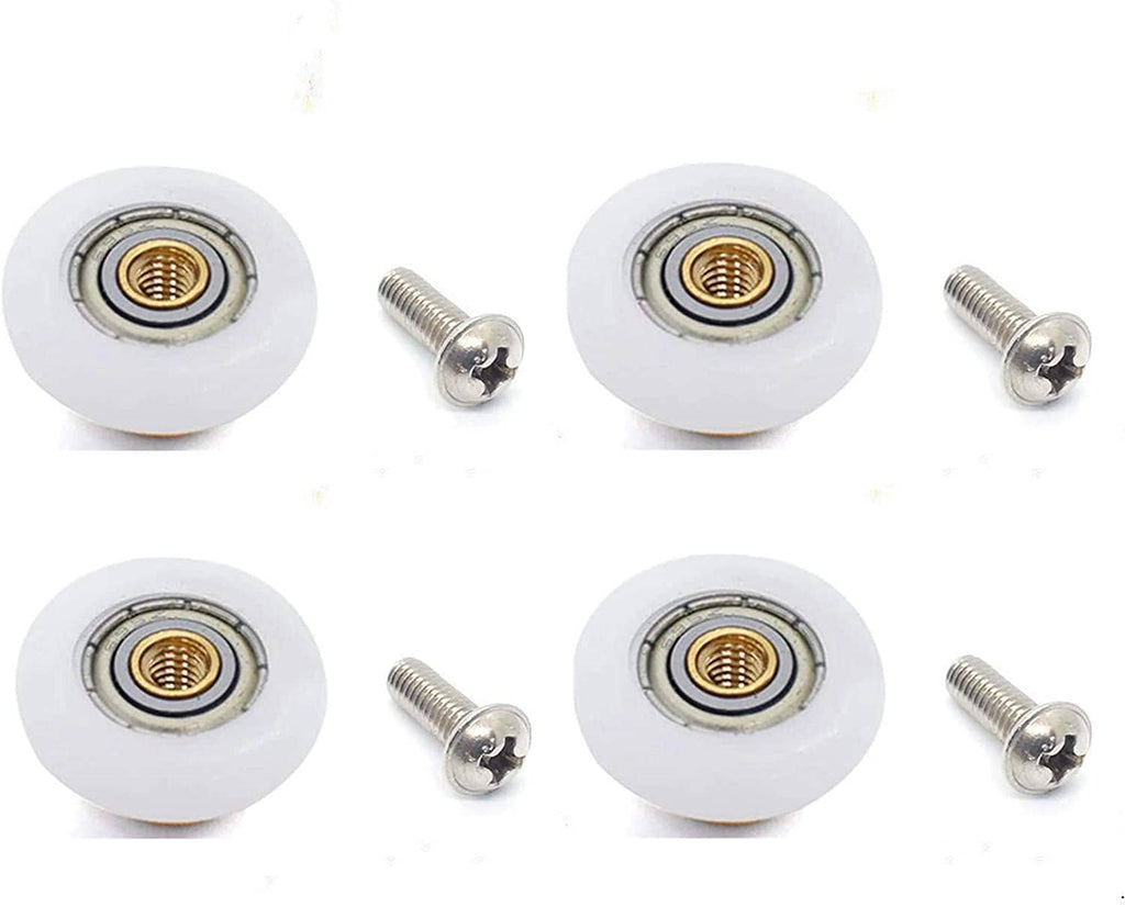 Shower door roller wheel with metal axle screw and brass threaded center