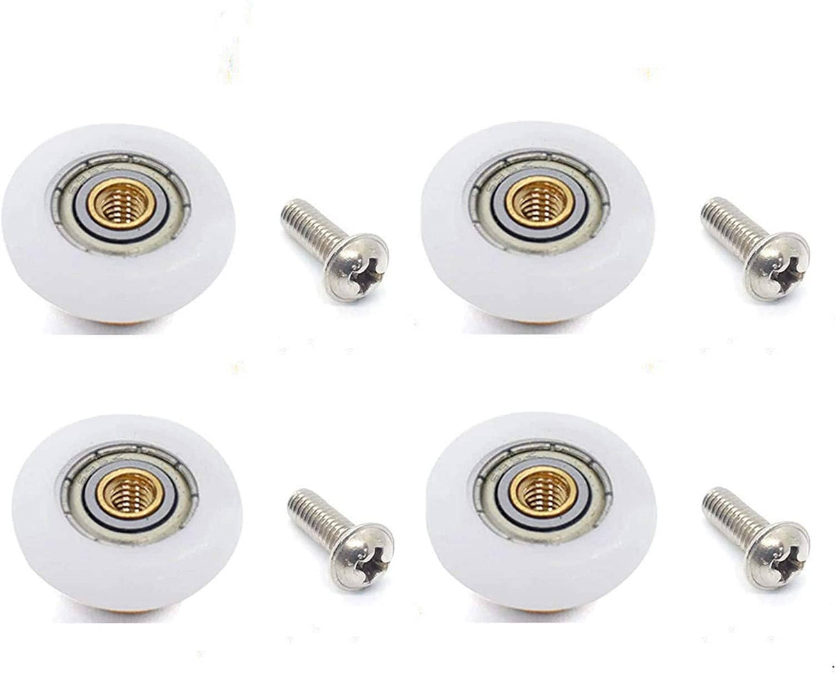 Shower door roller wheel with metal axle screw and brass threaded center