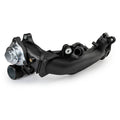Black charge air pipe joint with metal flange and rubber intake hoses