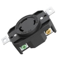 Black NEMA L6-30R locking receptacle with brass terminal and mounting straps