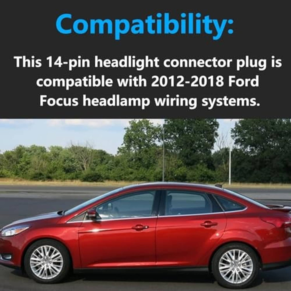 Blue 14-pin headlight connector plug with multicolor wire leads