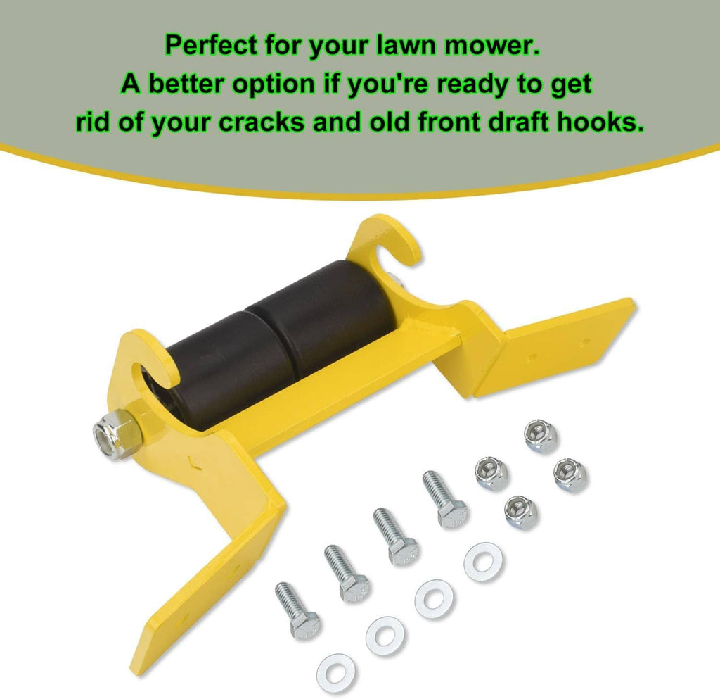 Yellow bracket repair kit with black roller and included bolts, washers, nuts