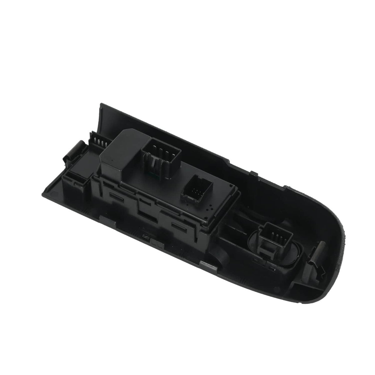 Power window switch underside with plastic cover and visible electrical connector blocks.