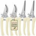 Pruning shears set with cream handles and stainless steel blades, 4-pack