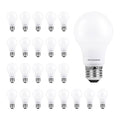 A19 LED light bulbs with frosted white glass and medium base, multiple-pack