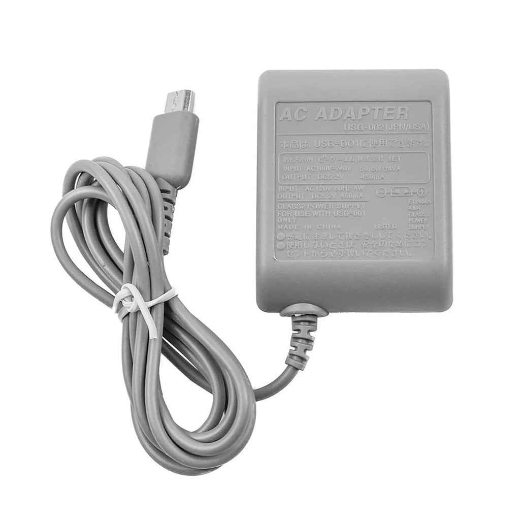 Gray AC adapter power brick with US plug and long coiled cable